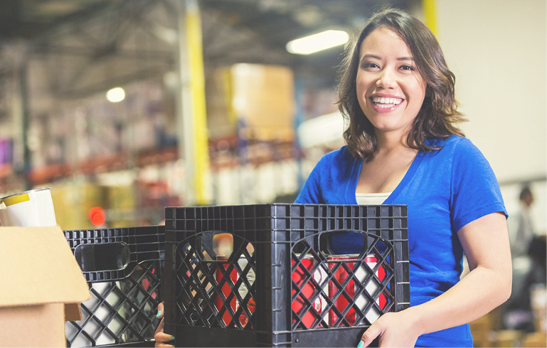 Woman carrying basket