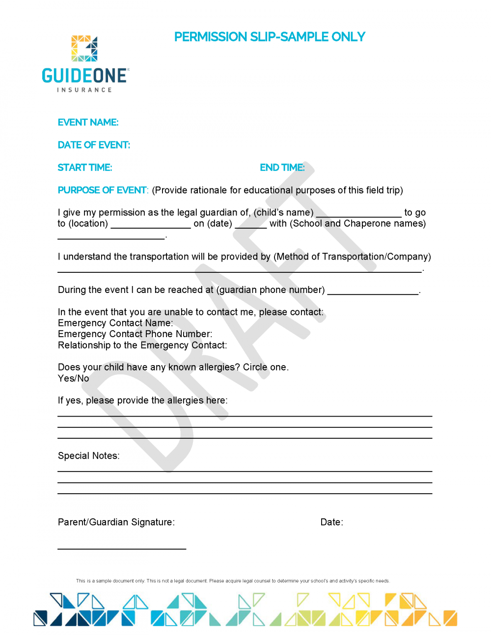 permission slip sample guideone insurance sample permission slip
